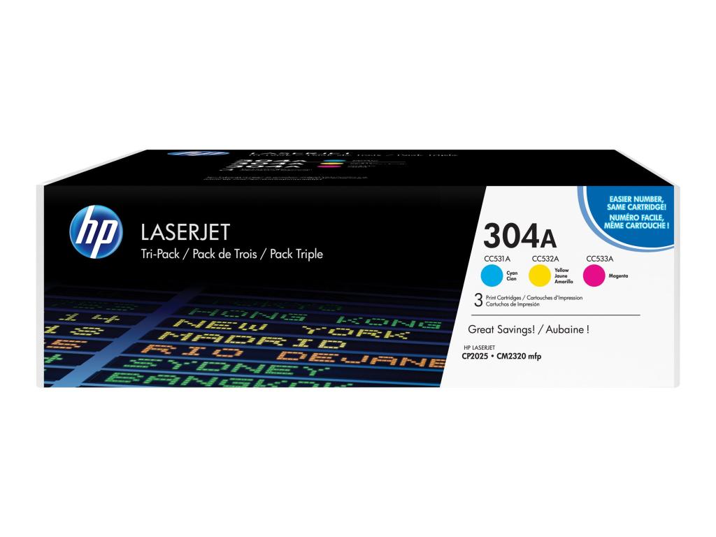 Image HP 304A Tri pack 3er Pack Gelb, Cyan, Magenta LaserJet Tonerpatrone (CF372AM)