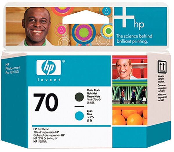 Image HP 70 Cyan, mattschwarz Druckkopf