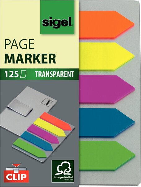 Image Haftmarker Pfeil 12x50mm 5 Farben auf Karte mit Klemmfunktion