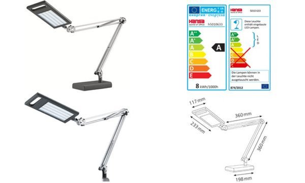 Image Hansa LED-Arbeitsleuchte 4 Work, mi t Fuß/Klemme, anthrazit (61000204)