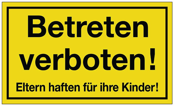 Image Hinweiszeichen Betreten verboten L300xB200mm gelb schwarz Ku.
