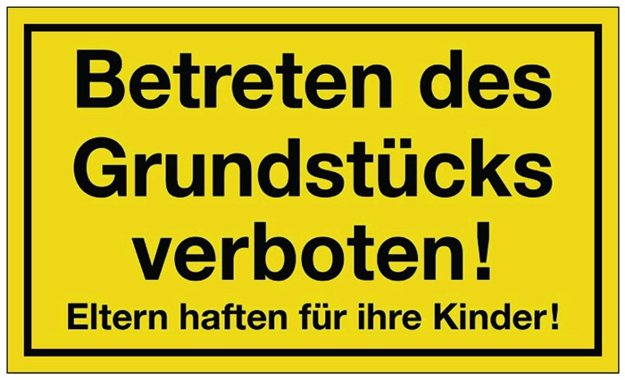 Image Hinweiszeichen Grundstück betreten verboten L250xB150mm gelb schwarz Ku.