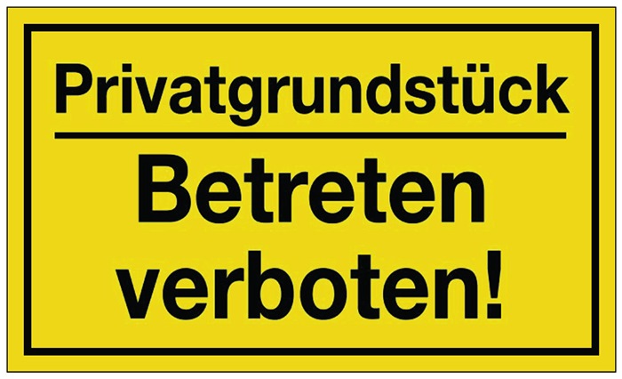 Image Hinweiszeichen Privatgrundstück/Betreten verboten! L250xB150mm gelb schwarz Ku.