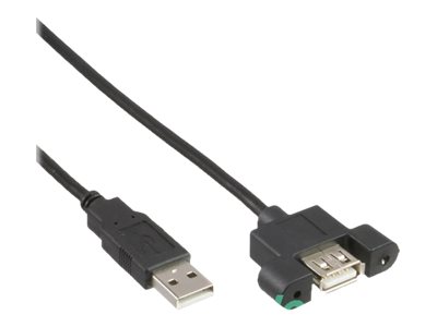Image INLINE USB 2.0 Anschlusskabel, InLine®, Stecker A auf Einbaubuchse A, 0,6m
