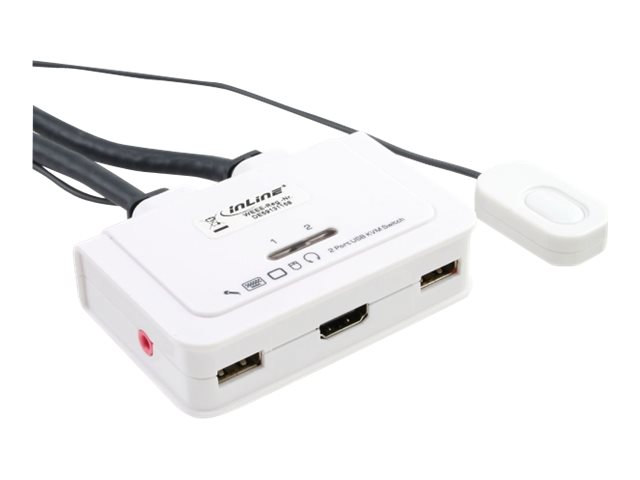 Image INLINE ® KVM Switch, 2-fach, HDMI, USB, mit Audio, integr. Kabel