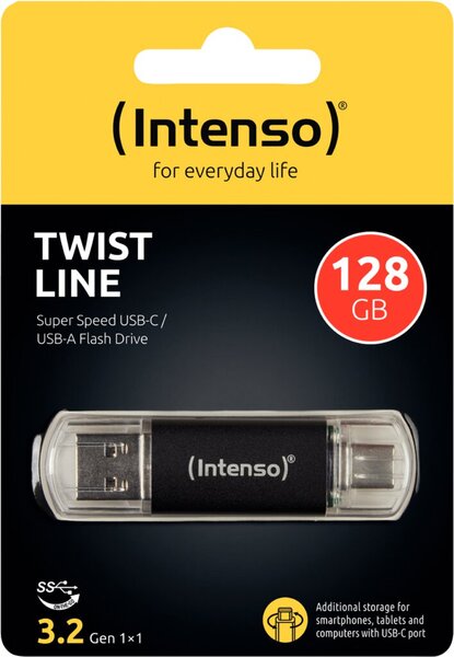 Image INTENSO Twist Line 128GB - USB-Stick, Typ-C/Typ-A 3.0
