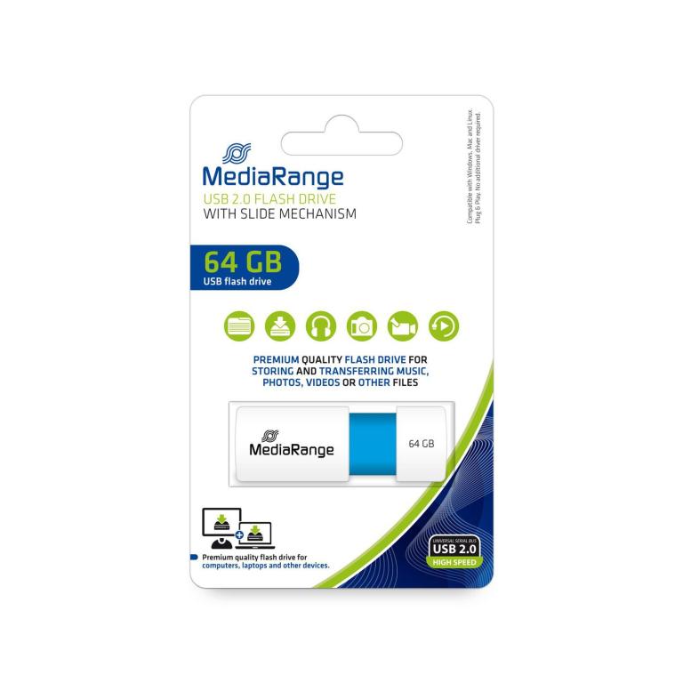 Image MEDIARANGE USB-Stick 64GB USB 2.0 Color Edt. hellblau
