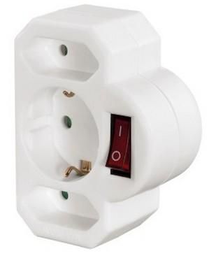 Image HAMA Multistecker, 3-fach mit Schalter Weiß
