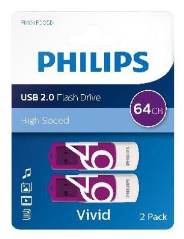 Image PHILIPS Vivid Edition Purple 2-pack 64GB