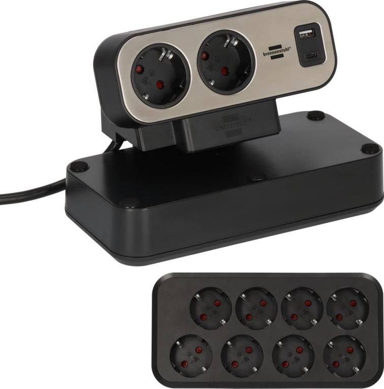 Image brennenstuhl estilo Duplex USB 10-fach Tischsteckdose 2,0 cm schwarz