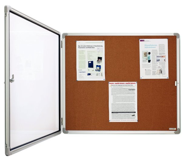 Image Innenschaukasten mit Korkrückwand 9 X A4 Aluminiumrahmen, runde