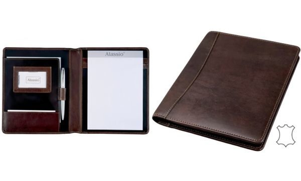 Image JÜSCHA Alassio Schreibmappe "MONACO", A5, Leder, dunkelbraun-antik mit Block, D