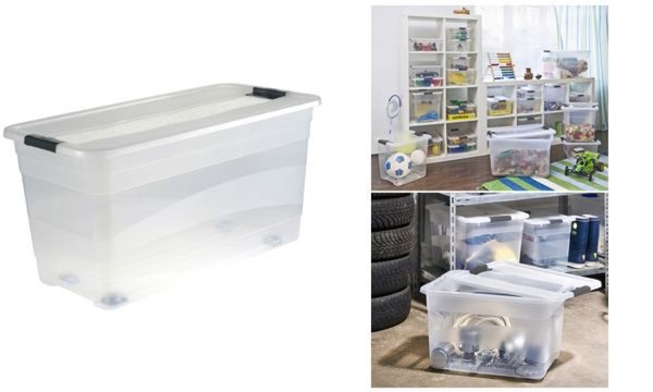 Image KEEEPER Aufbewahrungsbox "konrad", mit Rollen, 83 Liter Box und Deckel: natur-t