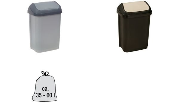 Image KEEPER OKT Abfalleimer "Swing-Bin", 25 Liter, silber / anthrazit mit Schwingdec