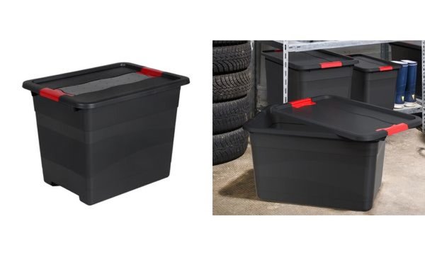 Image KEEPER OKT Aufbewahrungsbox "Box Solido", 24 Liter, graphite/rot mit Deckel, De