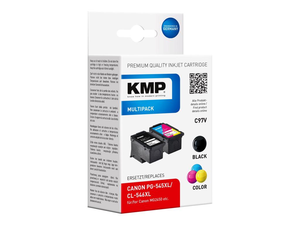Image KMP Tinte Kombi-Pack ersetzt Canon PG-545XL, CL-546XL Kompatibel Schwarz, Cyan,