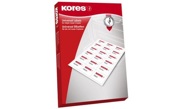 Image KORES Universal-Etiketten, 70 x 42,3 mm, rot, 100 Blatt ohne Rand - 1 Stück (L7