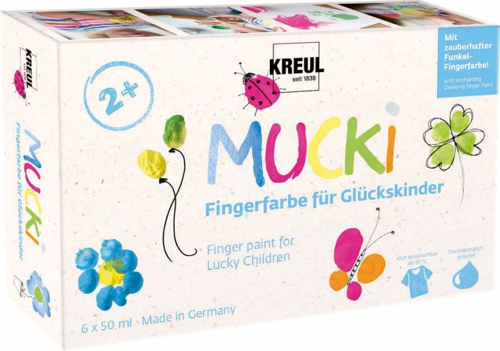 Image KREUL Fingerfarbe "MUCKI" für Glückskinder, 50 ml, 6er-Set