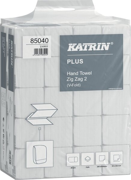 Image KATRIN Papierhandtücher 35311 PLUS Zick-Zack-Falzung 2-lagig 4.000 Tücher