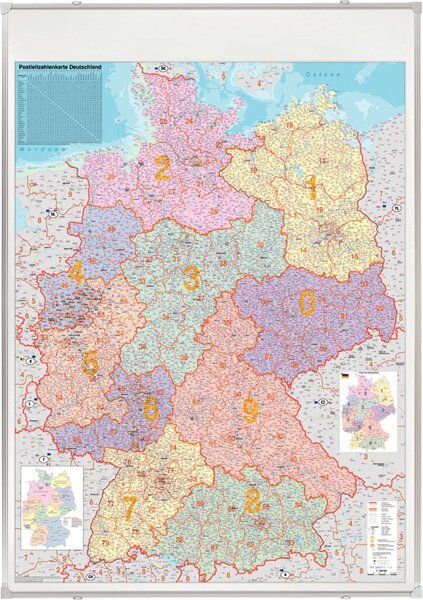 Image Kartentafel PLZ 138 x 98cm, Deutsch- land, pinnbar, 1:750.000, 98x138 cm,