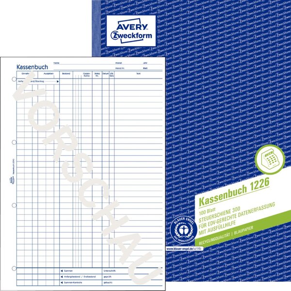 Image Kassenbuch EDV-gerecht, Recycling, A4, Blaupapier, 100 Blatt