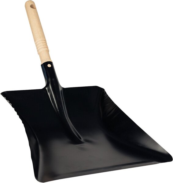 Image Kehrschaufel Blech m.Holzgriff, schwarz, ohne Lippe, 4x23x42 cm