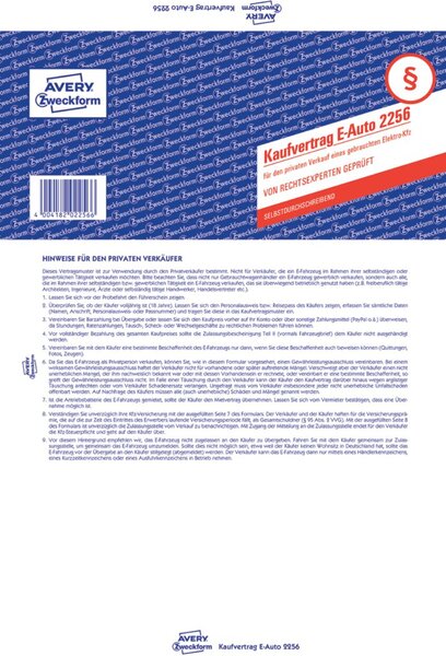 Image Kfz Kaufvertrag E-Auto, DIN A4, selbstdurchschreibend, 4-fach Satz