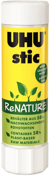Image Klebestift UHU stic ReNATURE 40g Klebt: Papier, Pappe, Styropor