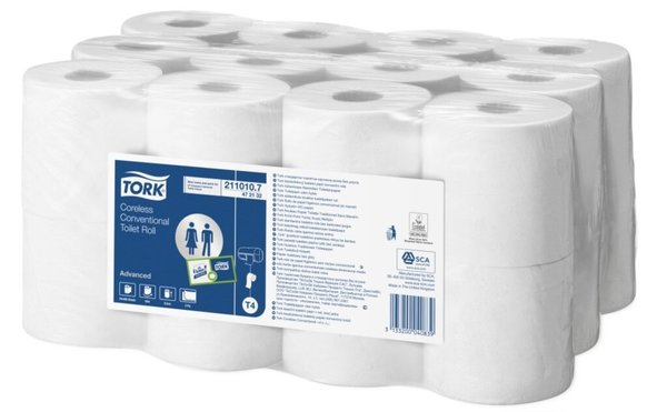Image Kleinrollen Toilettenpapier hülsenlos, 2-lagig, weiß, T4 System