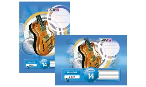 Image LANDRÉ Notenheft DIN A4, mit Hilfsl inien, Lineatur 14 (5400299)