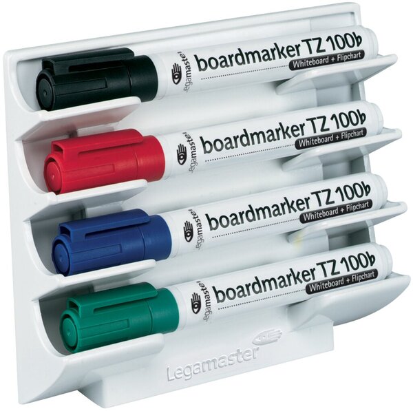 Image Whiteboard Markerhalter magnethaft für 4 Boardmarker, weiß