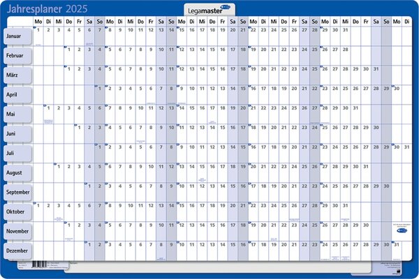 Image Karton-Jahresplaner 210x147mm senkrechter Tageseinteilung
