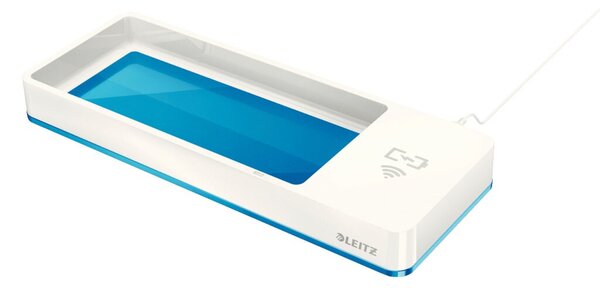 Image Stiftschale mit Qi-Ladegerät Duo Colour, blau metallic