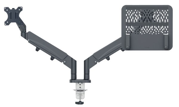 Image LEITZ Monitorarm Ergo mit Notebookhalterung, samtgrau