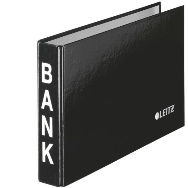 Image LEITZ Bankordner, für Kontoauszüge, schwarz, 2-Ring-Mechanik aus Hartpappe mit 