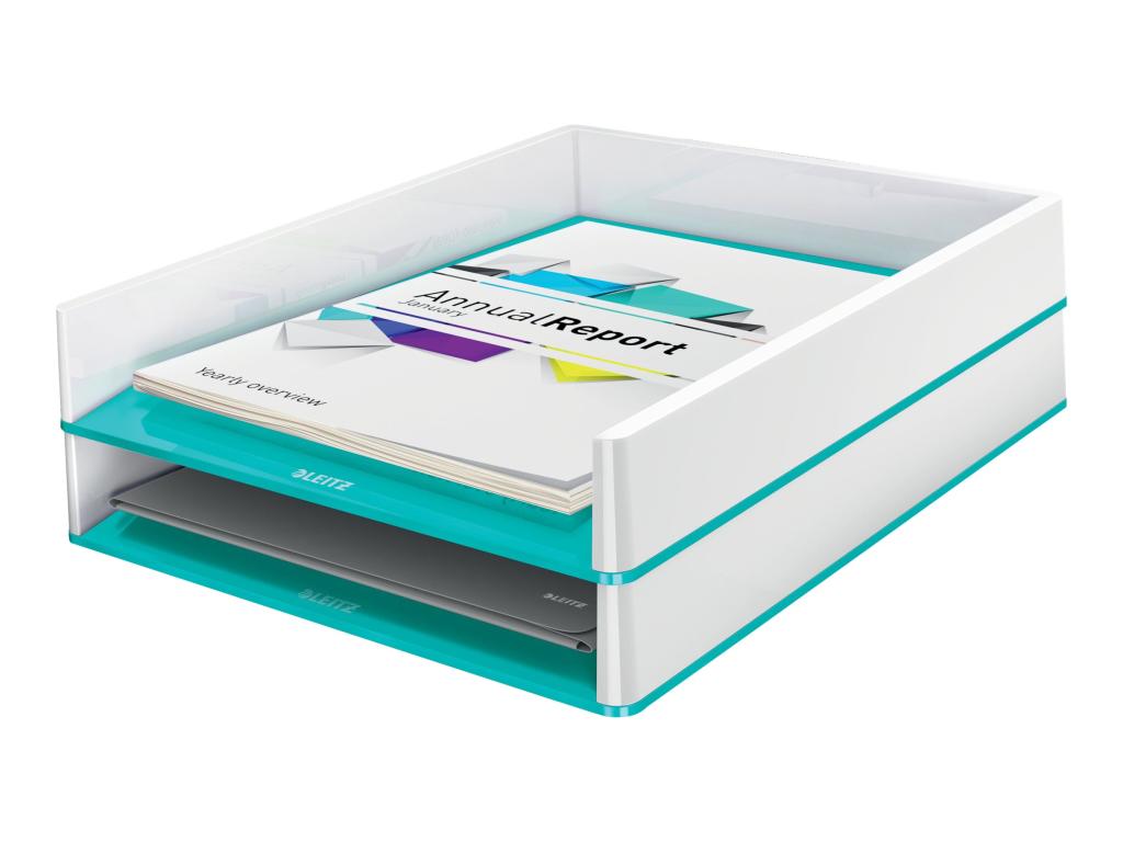 Image LEITZ Briefablage WOW Duo Colour, A4, Polystyrol, eisblau mit zweifarbigem WOW 