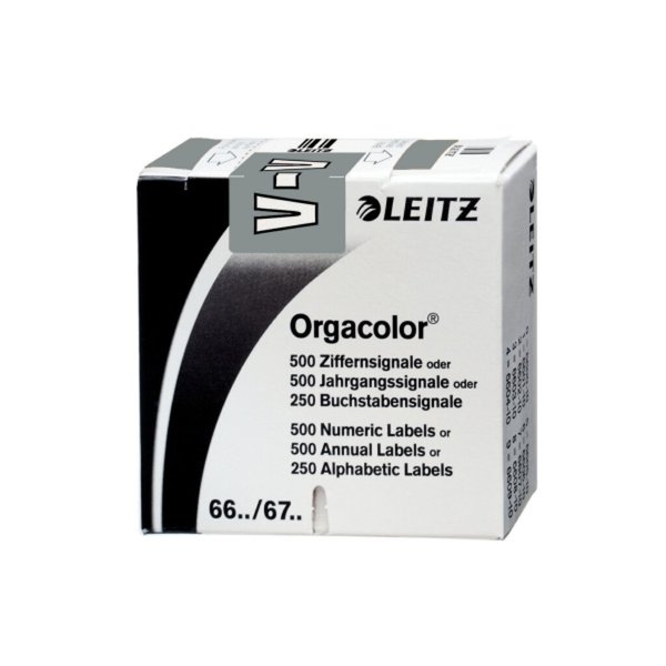 Image LEITZ Buchstabensignal Orgacolor "V", auf Rolle, grau Maße: (B)30 x (H)23 mm, a