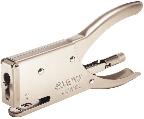 Image LEITZ Heftzange JUWEL, Heftleistung: 12 Blatt Vollmetall, matt vernickelte Ober
