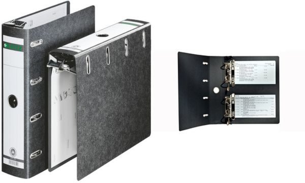 Image LEITZ Hänge-Doppelordner, 2 x DIN A5 quer, 75 mm, schwarz Einband aus Pappe, mi