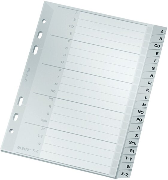 Image LEITZ Kunststoff-Register, A-Z, A5, PP, 20-teilig, grau PP, 0,12 mm, mit beschr