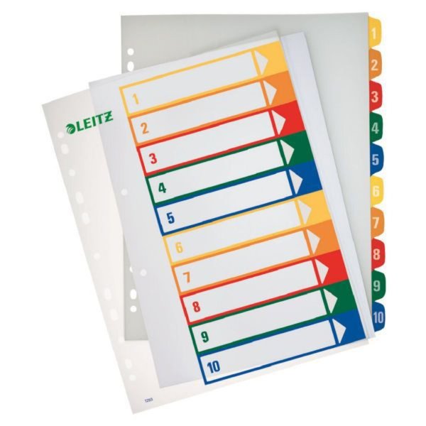 Image LEITZ Kunststoff-Register, Zahlen, A4 Überbreite, 1-10, PC- beschriftbar, trans