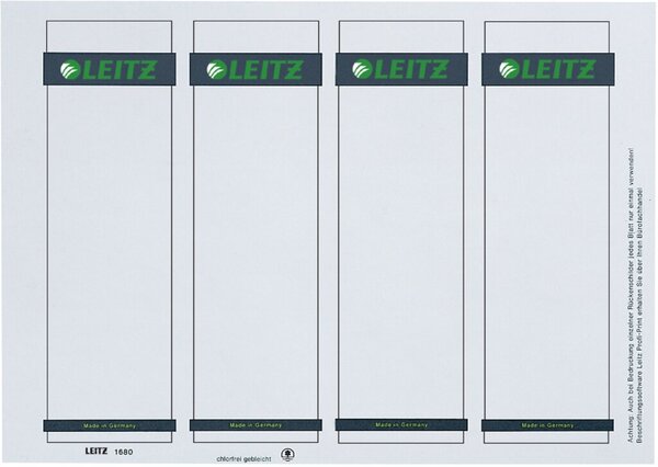 Image LEITZ Ordner-Einsteckrückenschild, 56 x 190 mm, Karton, grau 130 g/qm, kurz, br