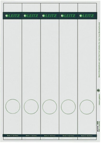 Image LEITZ Ordnerrücken-Etikett, 39 x 285 mm, lang, schmal, grau passend für LEITZ S