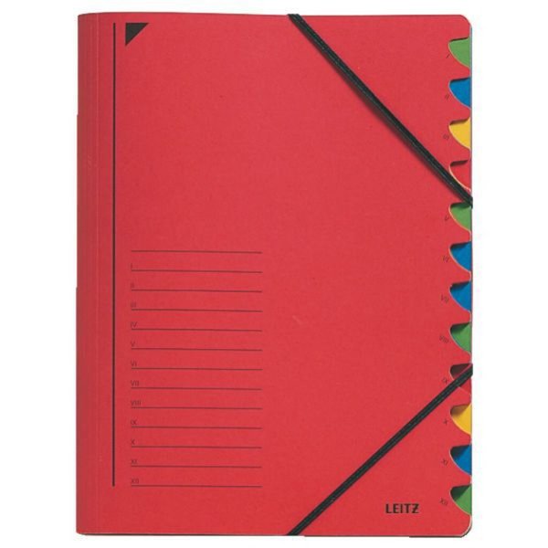 Image LEITZ Ordnungsmappe, DIN A4, Karton, 12 Fächer, rot Colorspankarton 450 g-qm, F