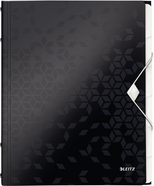 Image LEITZ Ordnungsmappe WOW, DIN A4, PP, 6 Fächer, schwarz- metallic, laminierte Ob