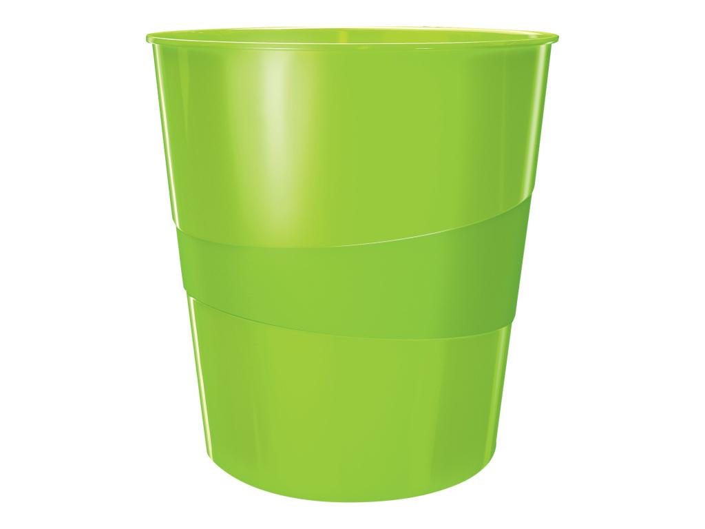 Image LEITZ Papierkorb WOW, aus Kunststoff, 15 Liter, grün rund, hochglänzend, integr