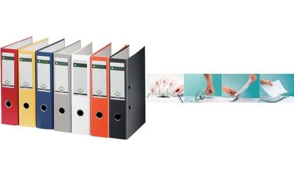 Image LEITZ Plastikordner, 180 Grad, DIN A4, 80 mm, rot ohne Kantenschutz, farbiger E