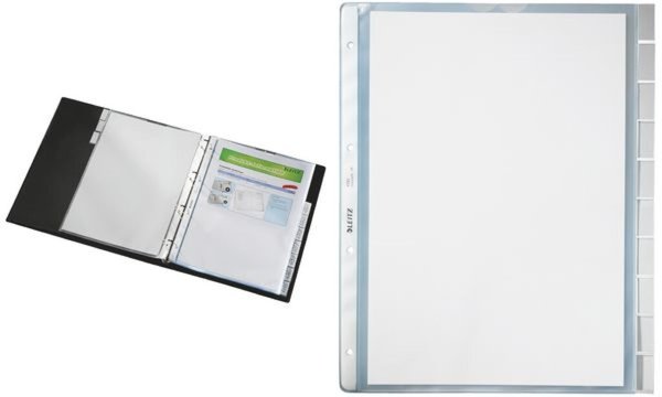Image LEITZ Register-Prospekthülle, blanko, A4, PP, 10-teilig genarbt, 0,13 mm, oben 