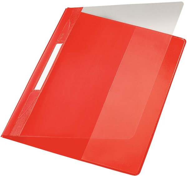 Image LEITZ Schnellhefter Exquisit, DIN A4 Überbreite, PVC, rot PVC-Hartfolie, Vorder