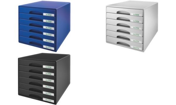 Image LEITZ Schubladenbox Plus, 6 Schübe, grau für Format DIN A4 Maxi, Schubladen mit